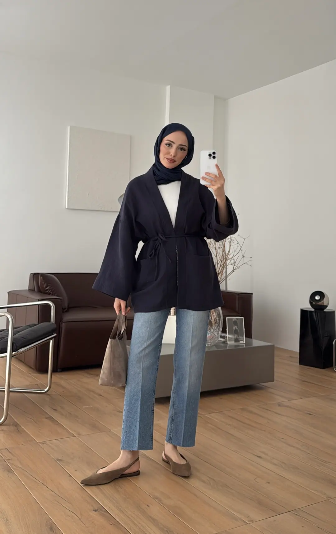 Müslin Kimono Lacivert - Görsel 7