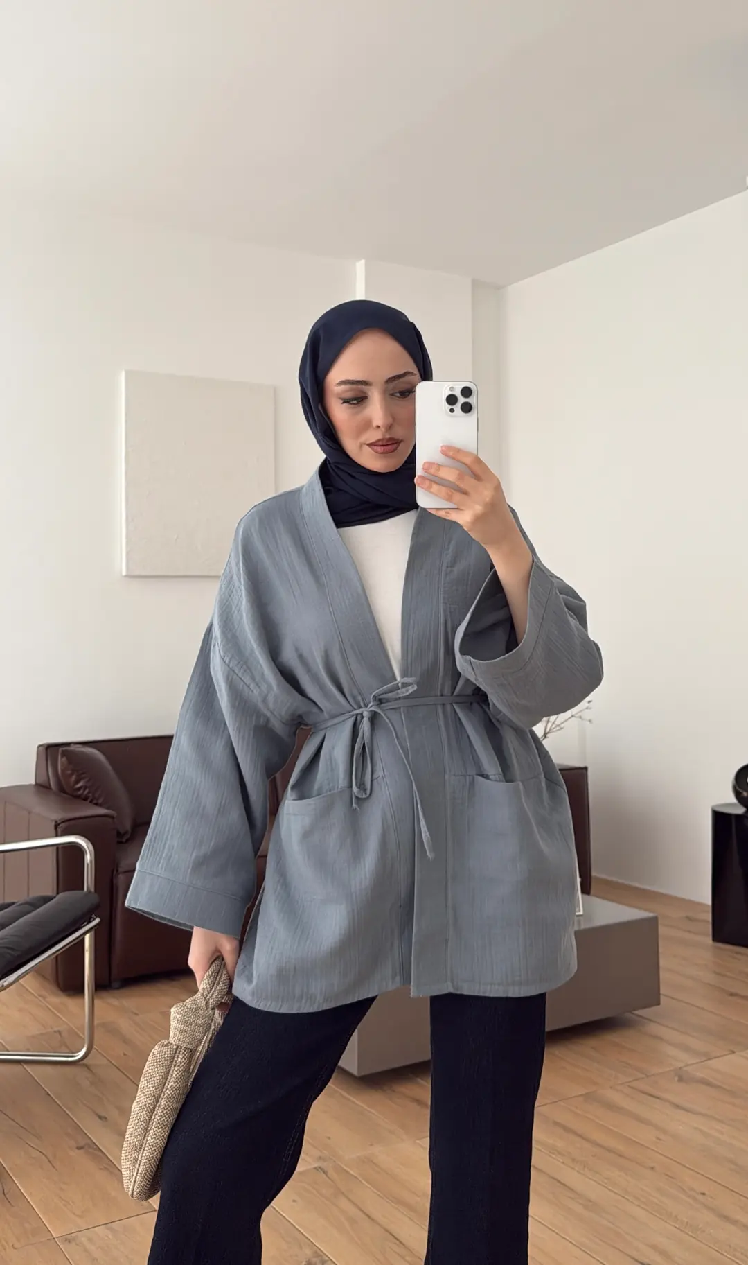 Müslin Kimono Mavi - Görsel 6