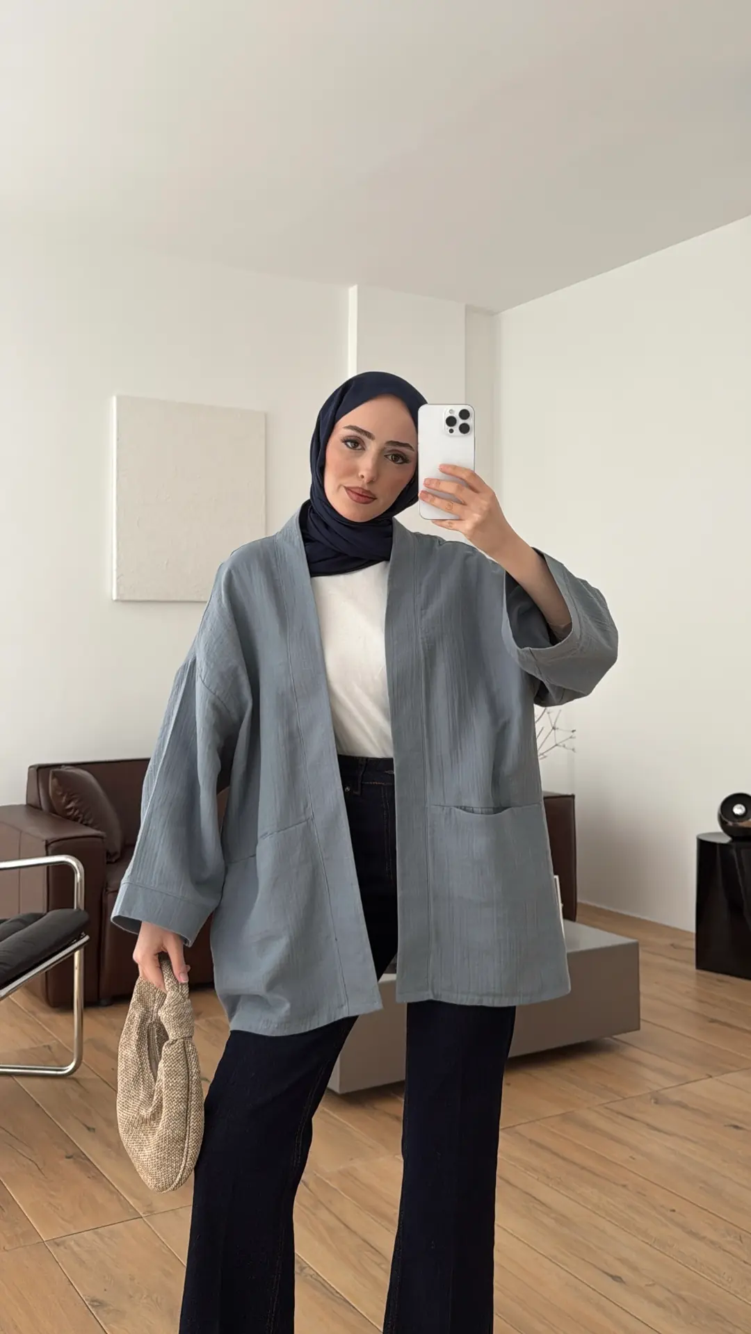 Müslin Kimono Mavi - Görsel 7