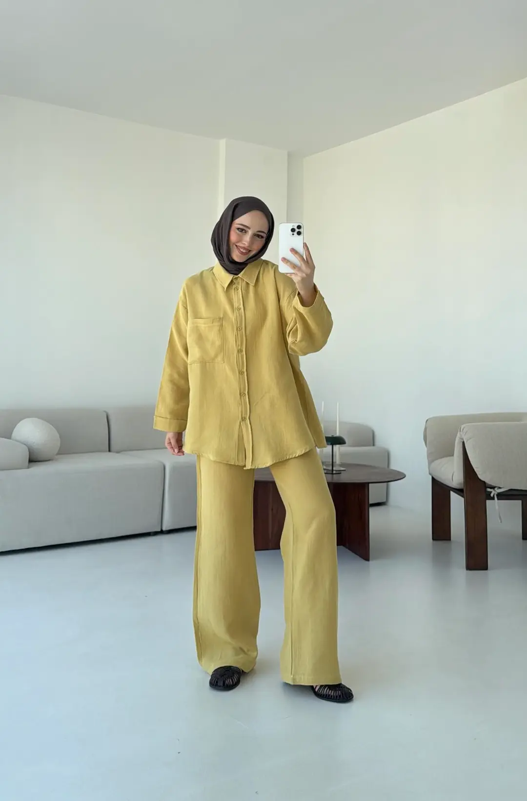 Müslin Pantolon TakımYağ Yeşili - Görsel 6