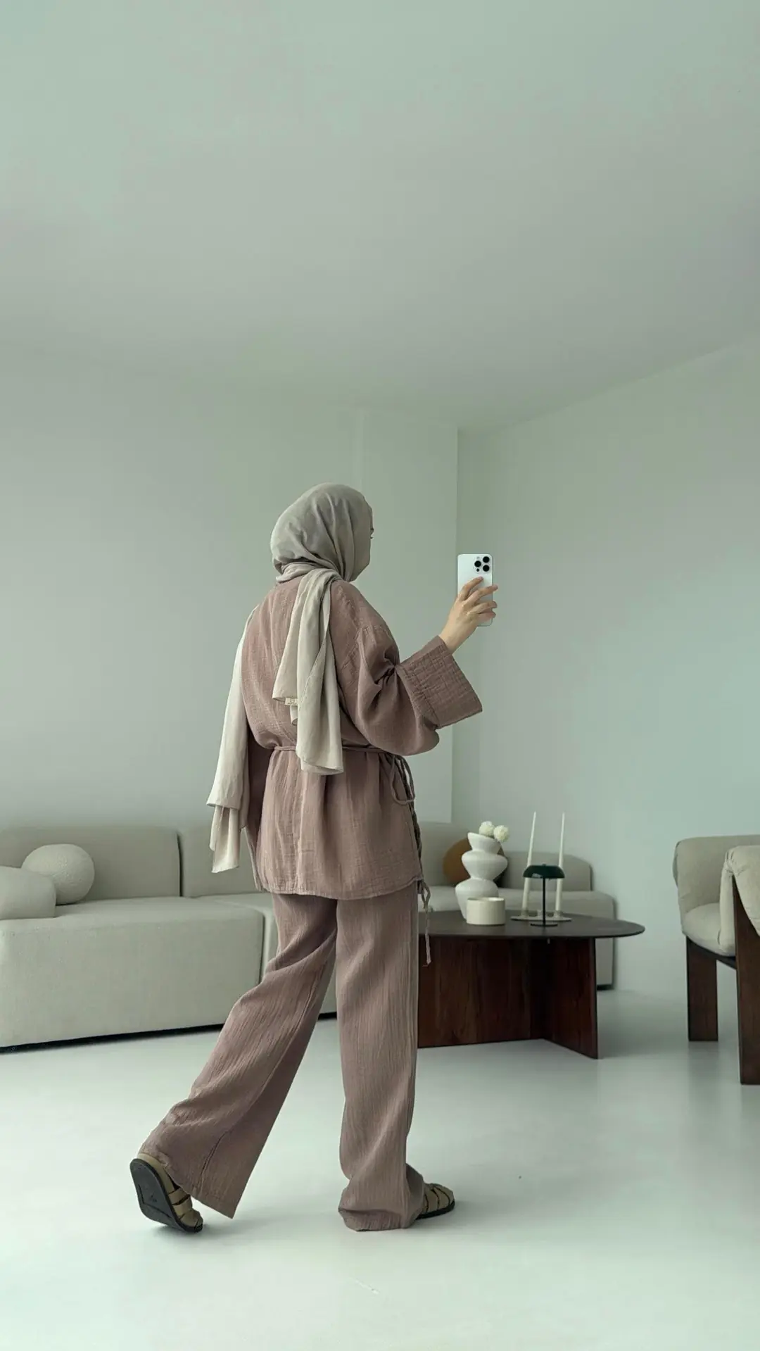 Müslin Yandan Baglamalı Takım Gül Kurusu - Görsel 3