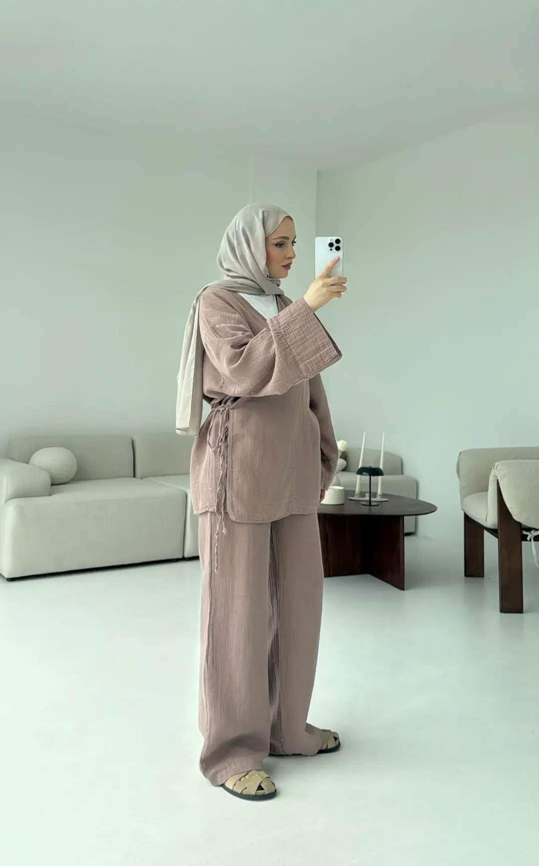 Müslin Yandan Baglamalı Takım Gül Kurusu - Görsel 8