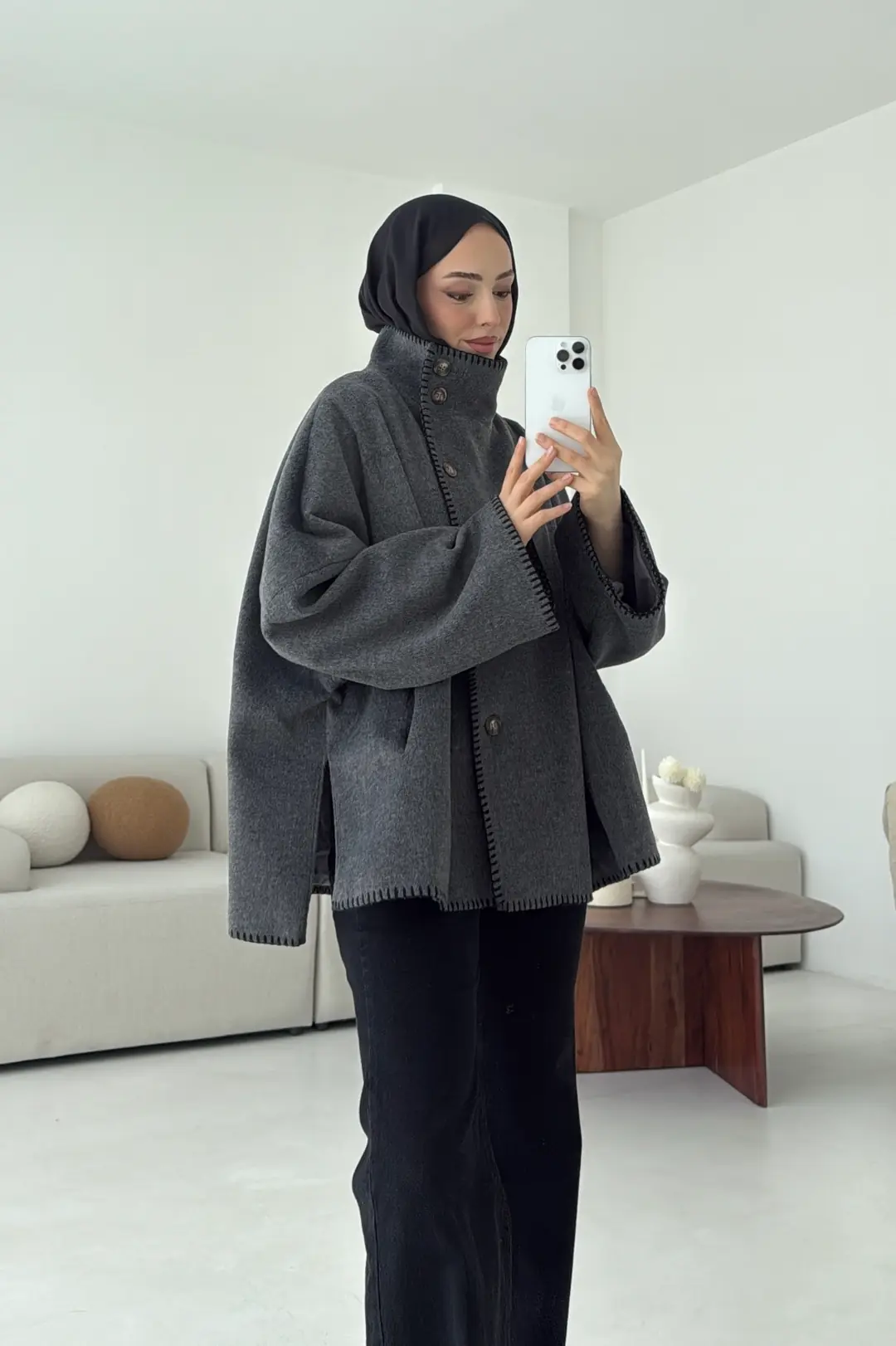 Nakış Detay Premium Kaban Antrasit