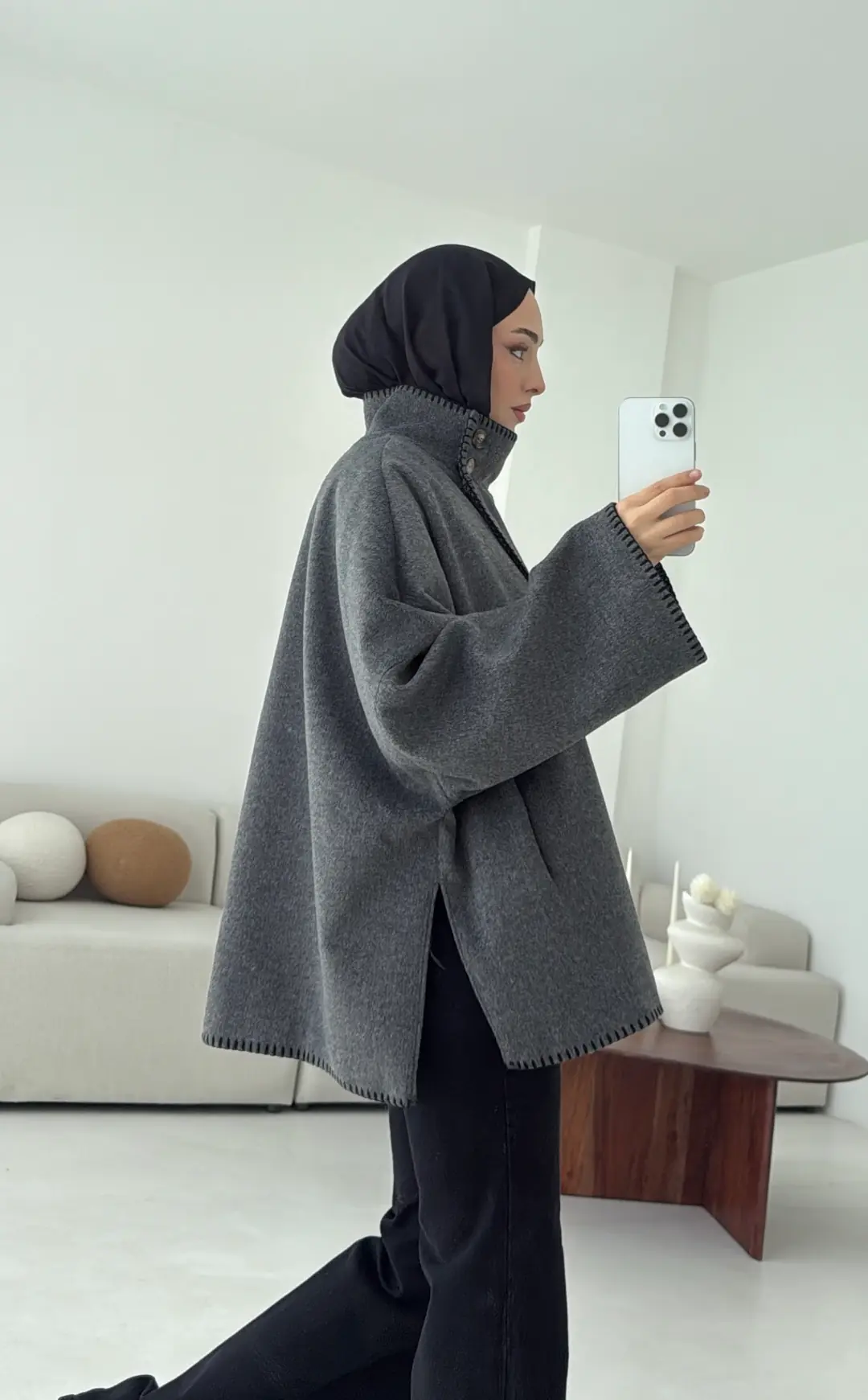 Nakış Detay Premium Kaban Antrasit - Görsel 2