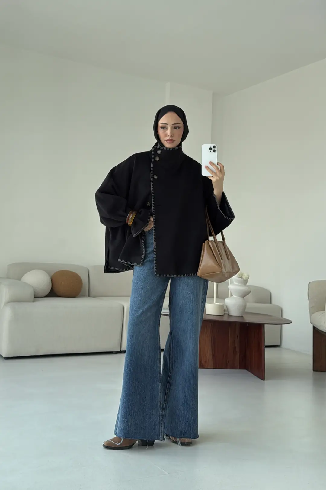 Nakış Detay Premium Kaban Siyah - Görsel 2