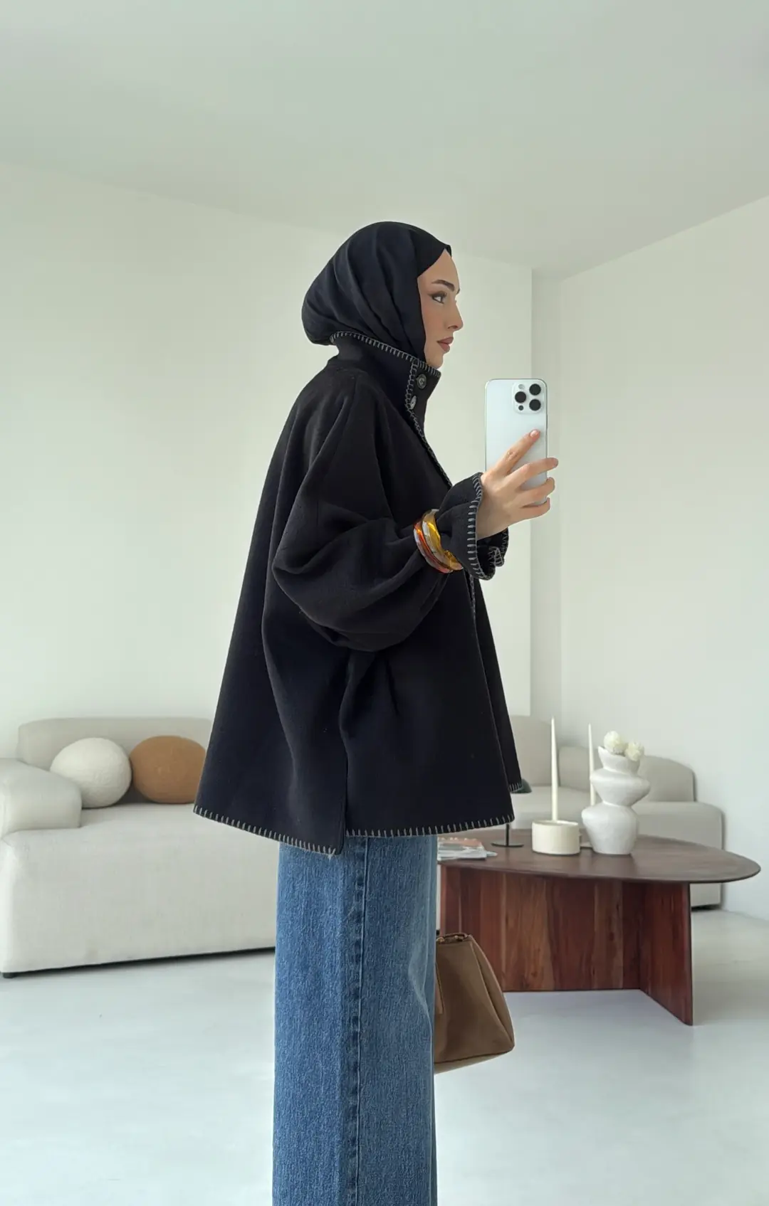 Nakış Detay Premium Kaban Siyah - Görsel 3