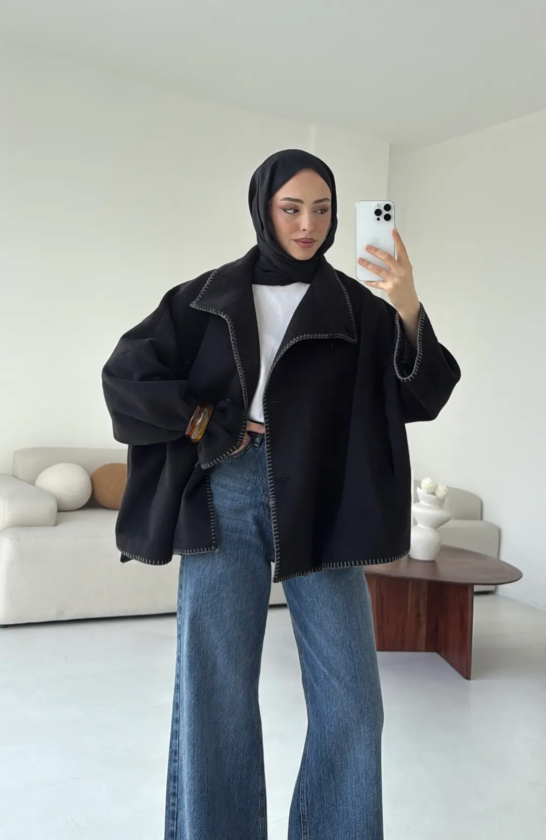 Nakış Detay Premium Kaban Siyah - Görsel 6