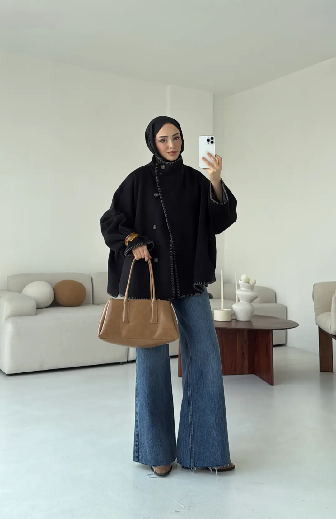 Nakış Detay Premium Kaban Siyah - Görsel 7