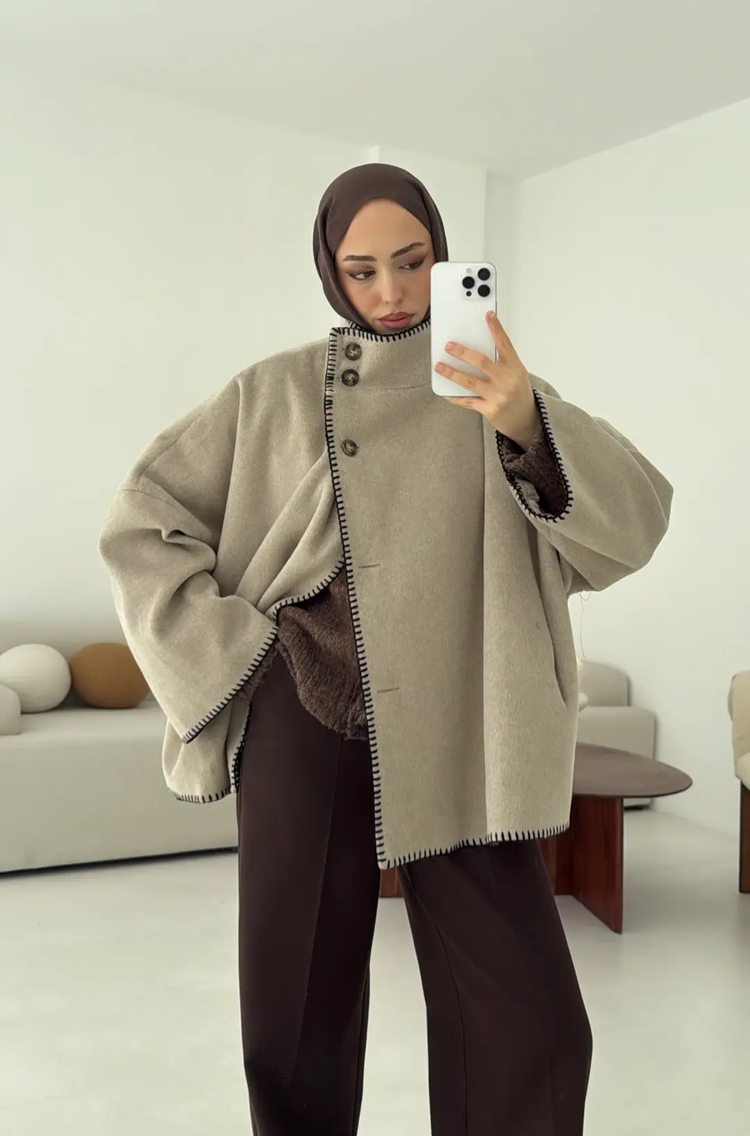 Nakış Detay Premium Kaban Vizon - Görsel 2