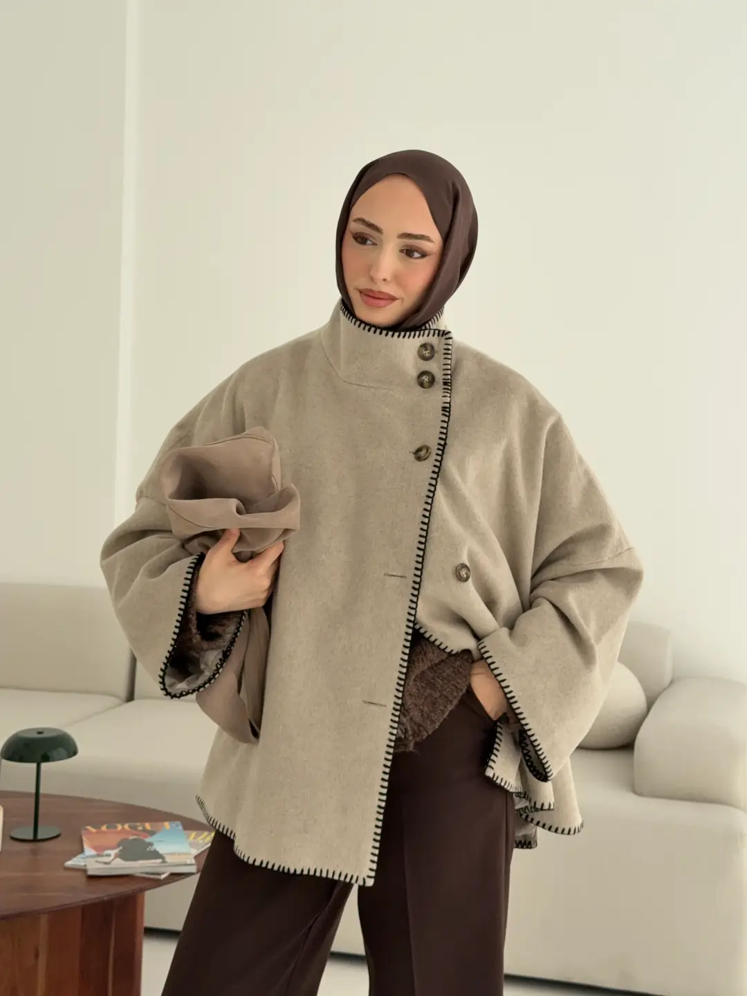 Nakış Detay Premium Kaban Vizon - Görsel 8