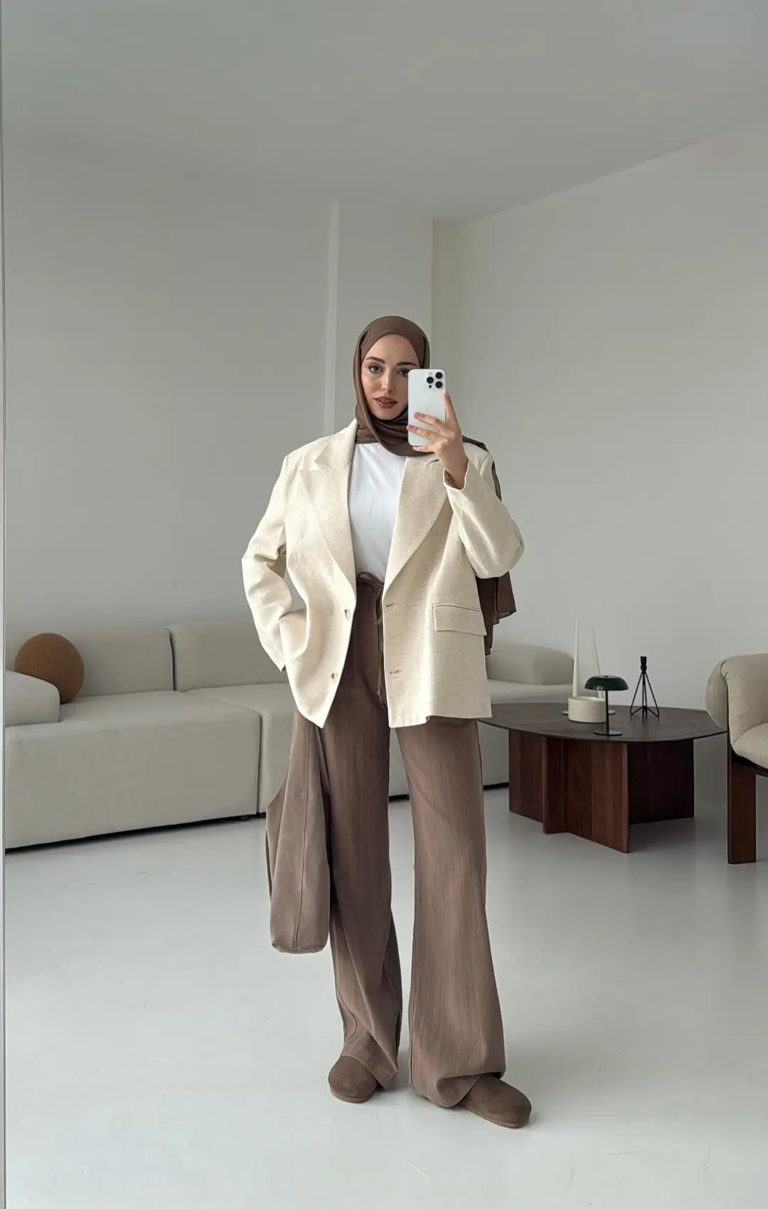 Natur Keten Oversize Blazer Ceket - Görsel 3