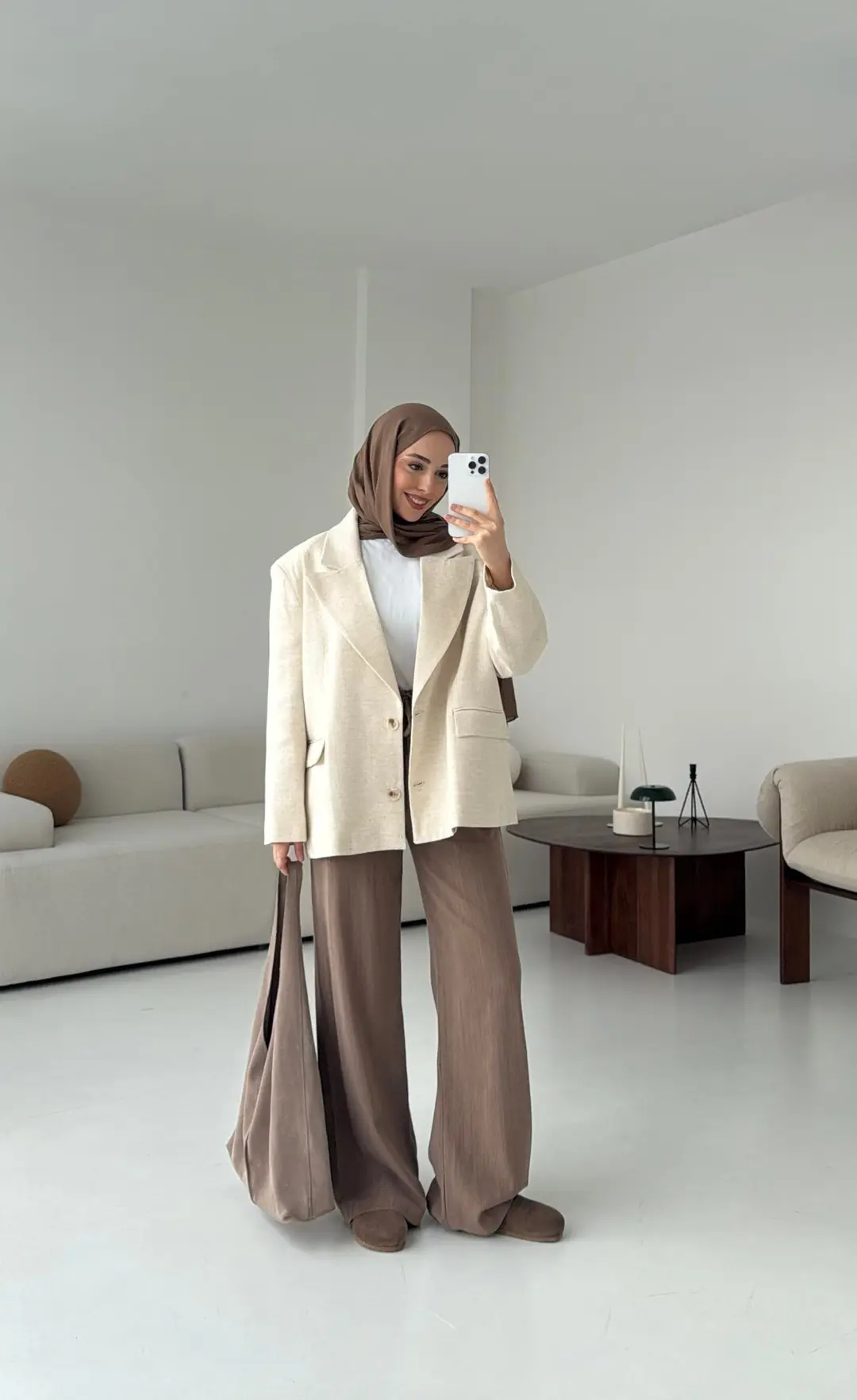 Natur Keten Oversize Blazer Ceket - Görsel 7