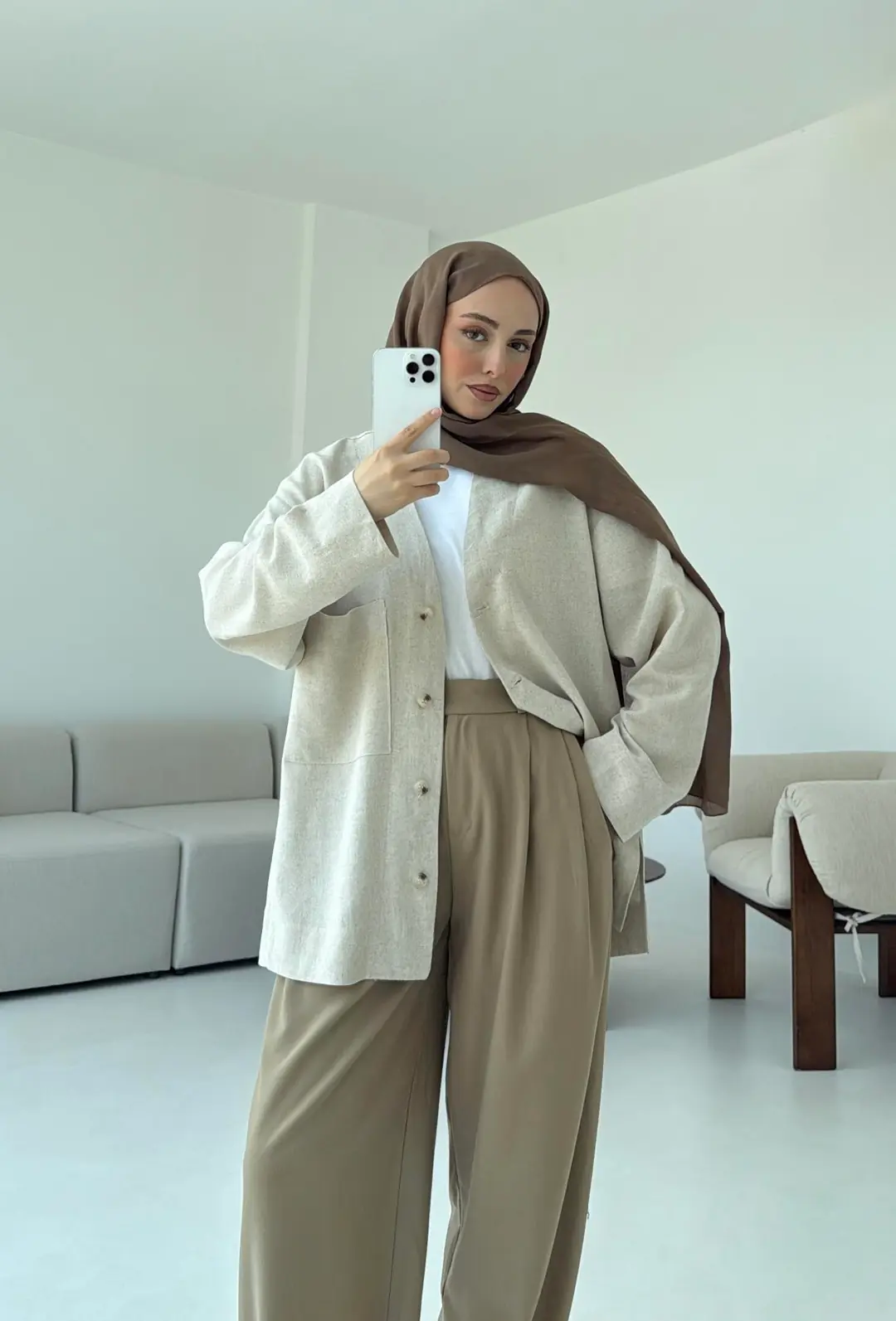 Natural Tek Cep Gömlek - Görsel 3