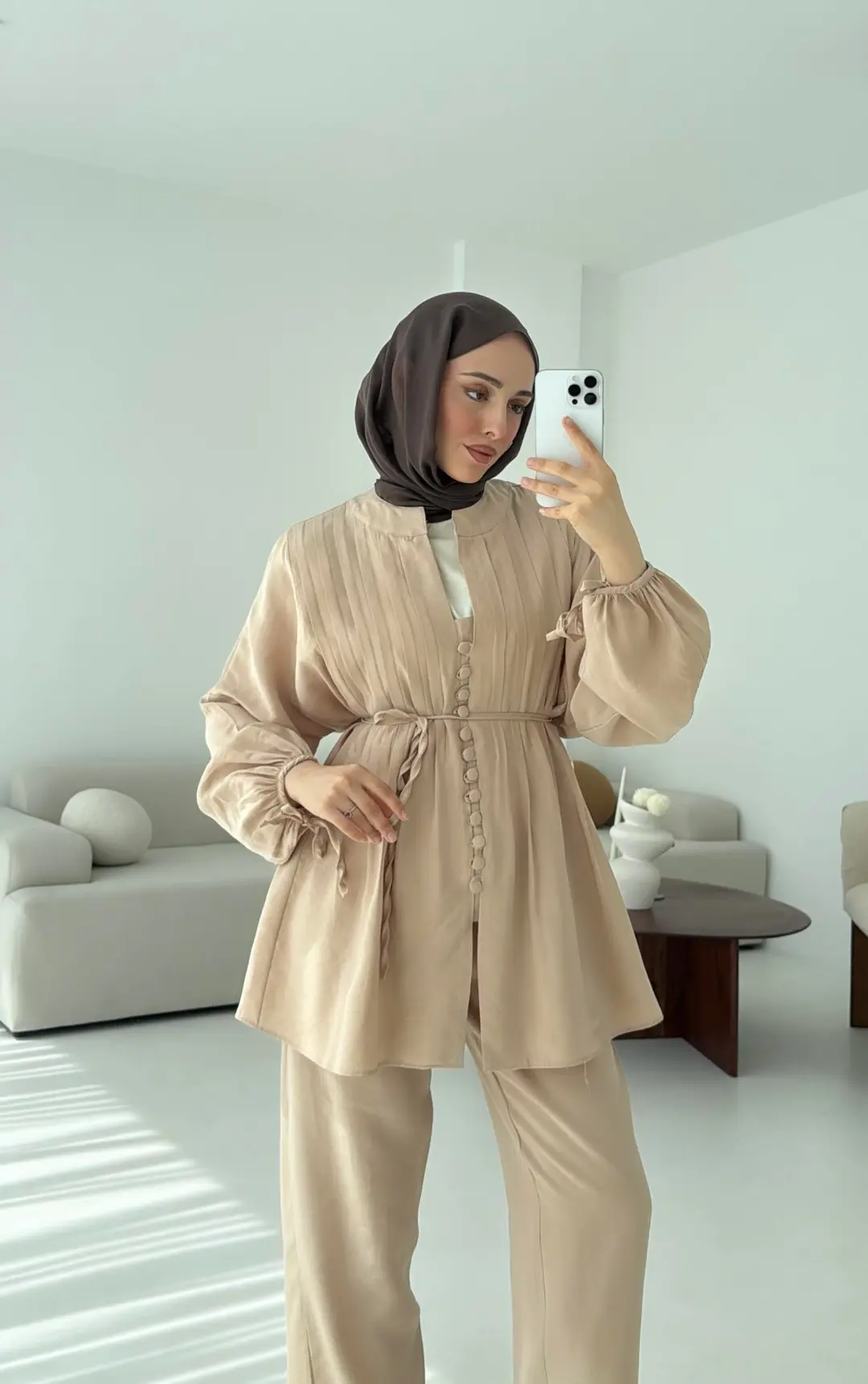 Nervüllü Takım Bej - Görsel 2