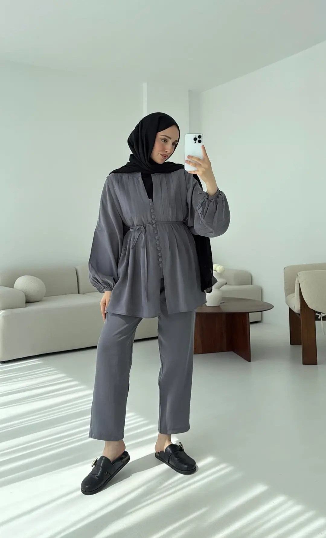 Nervüllü Takım Gri - Görsel 2