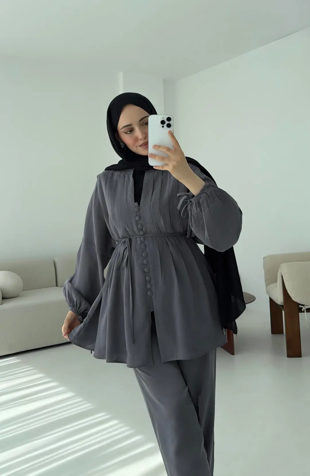 Nervüllü Takım Gri - Görsel 3