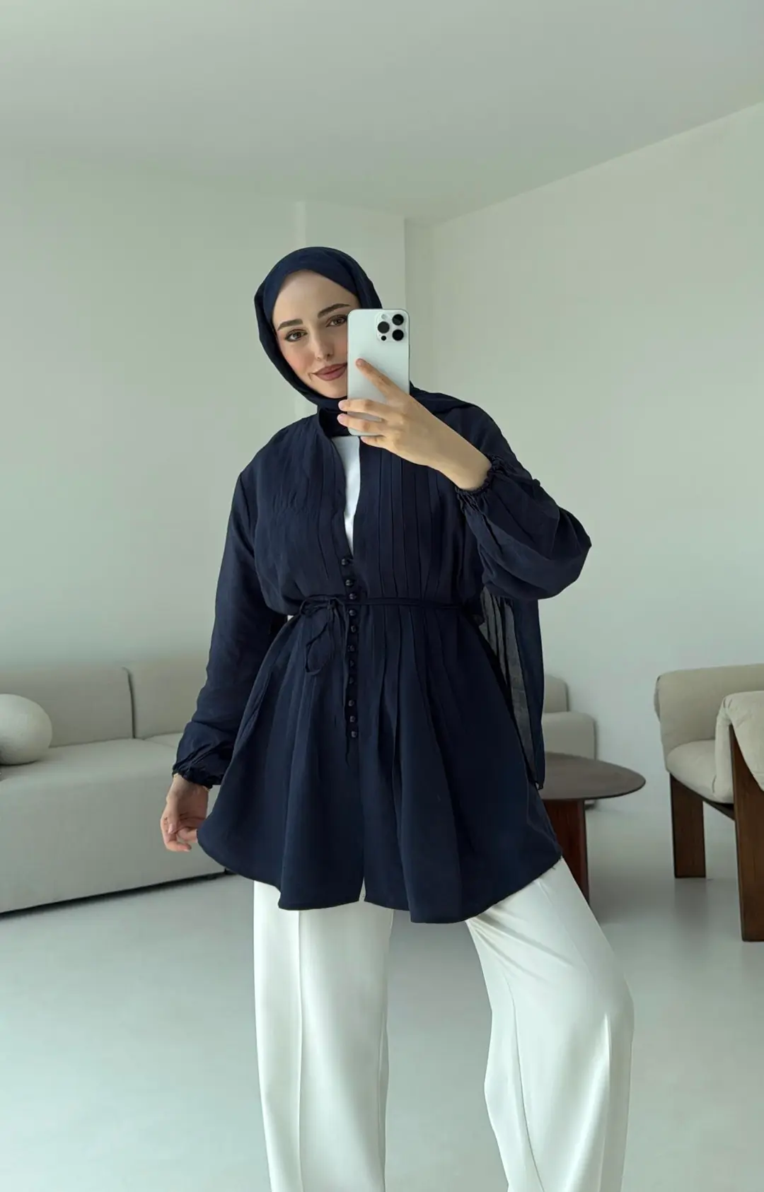 Nervürlü Gömlek Lacivert