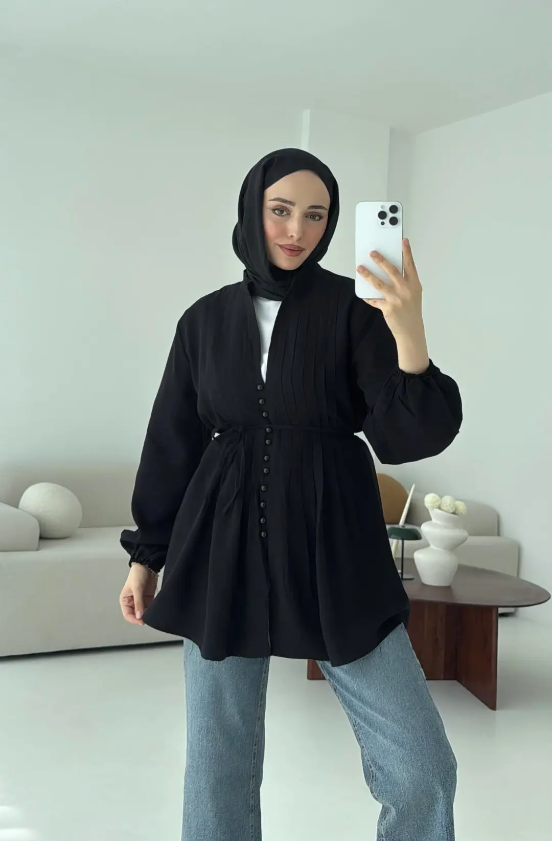 Nervürlü Gömlek Siyah