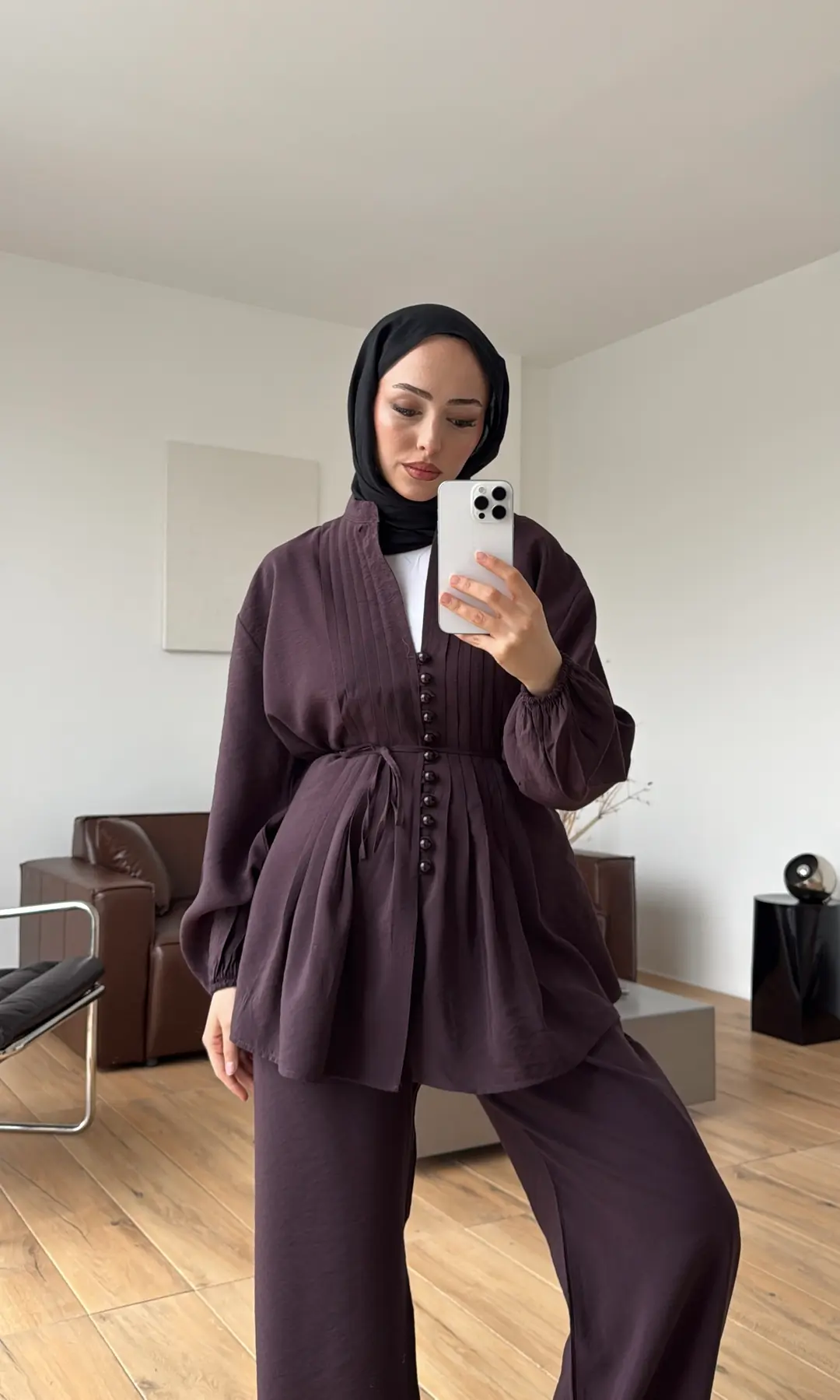 Nervürlü Takım Mürdüm - Görsel 7