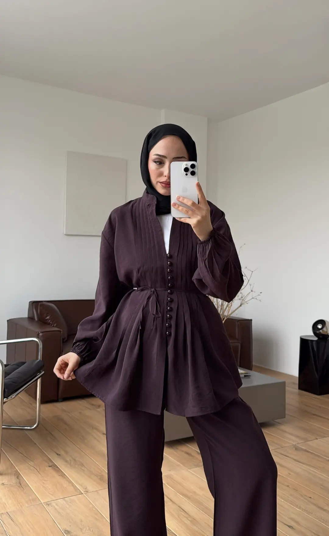 Nervürlü Takım Mürdüm - Görsel 8