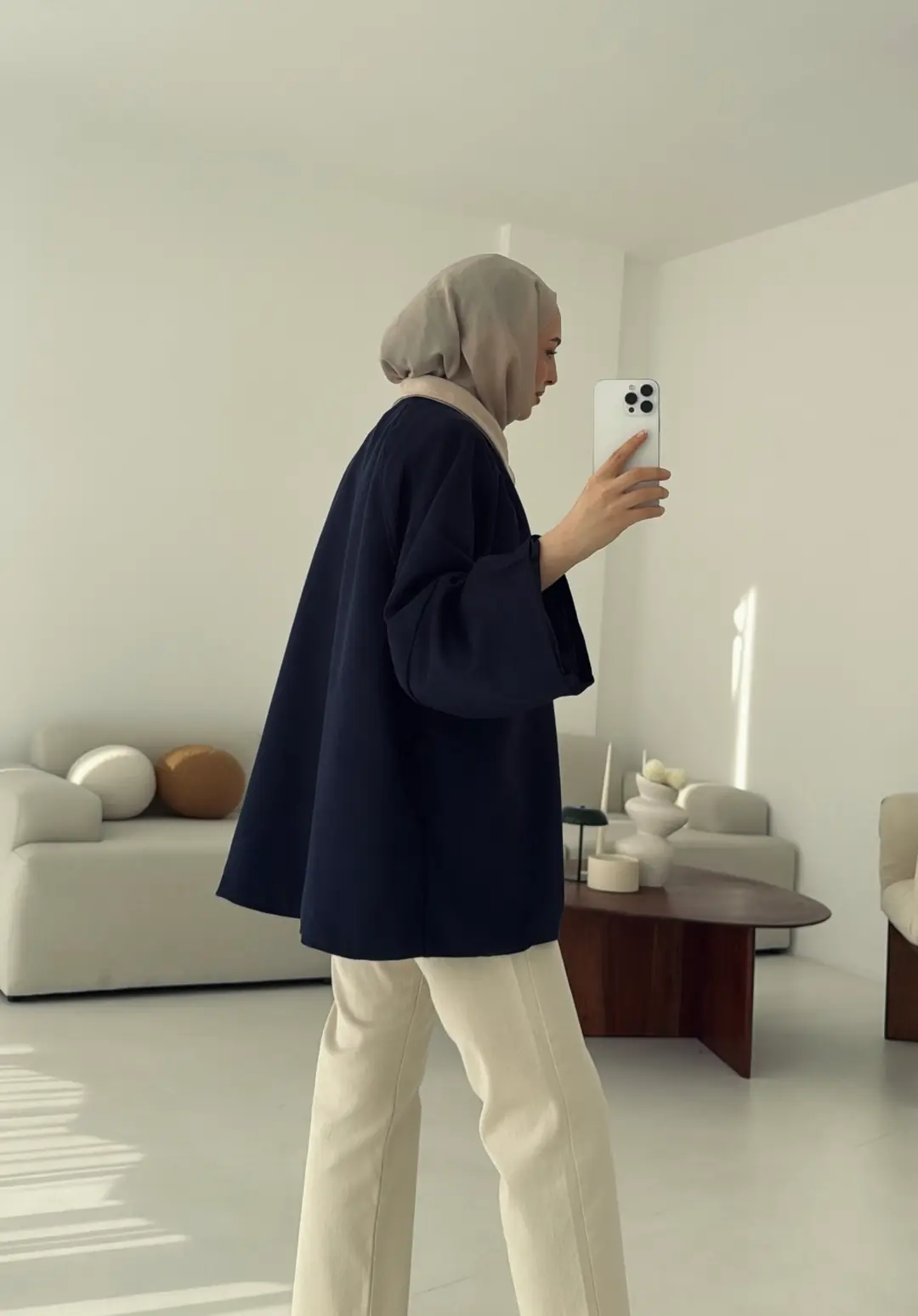 Nubuk Kontrast Yaka Ceket Lacivert - Görsel 2