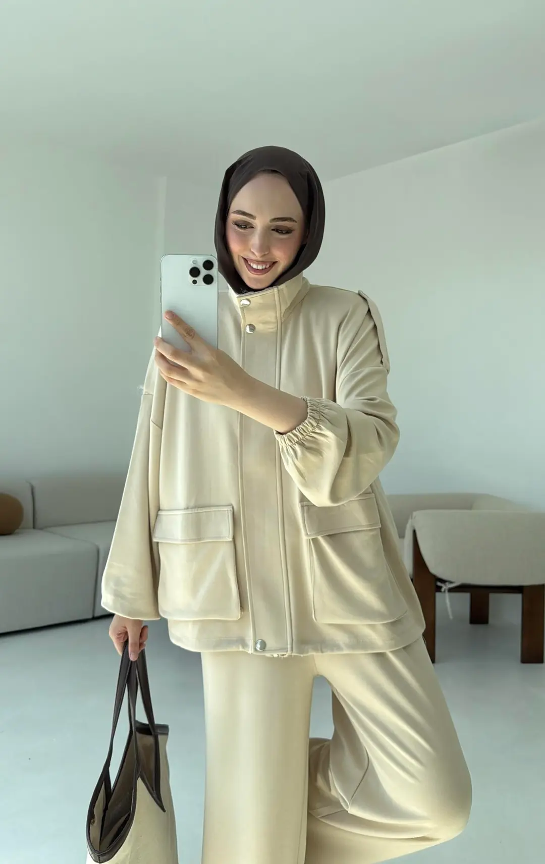 Omuz Apoletli Takım Bej - Görsel 4