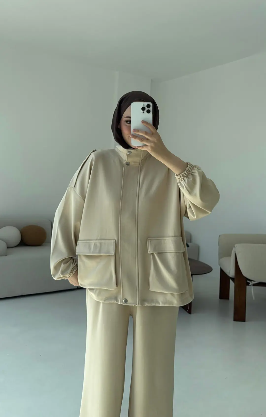 Omuz Apoletli Takım Bej - Görsel 6