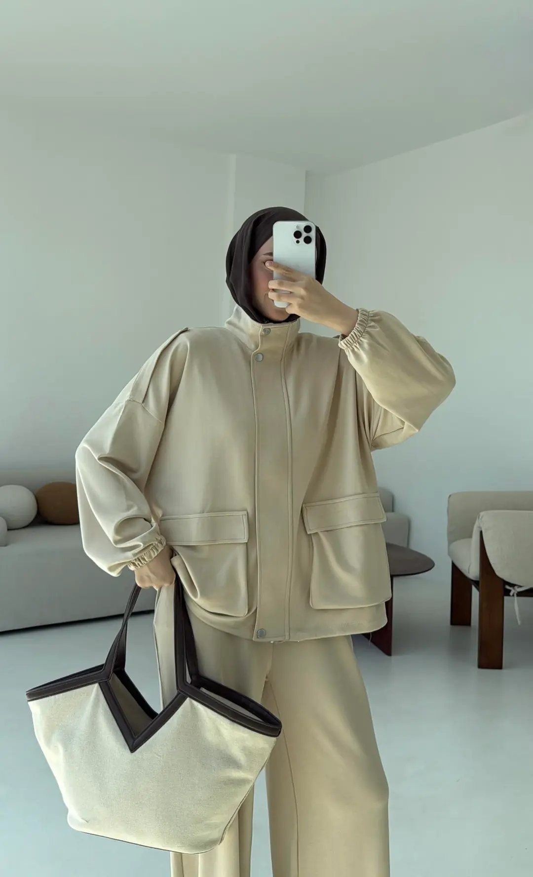 Omuz Apoletli Takım Bej - Görsel 7