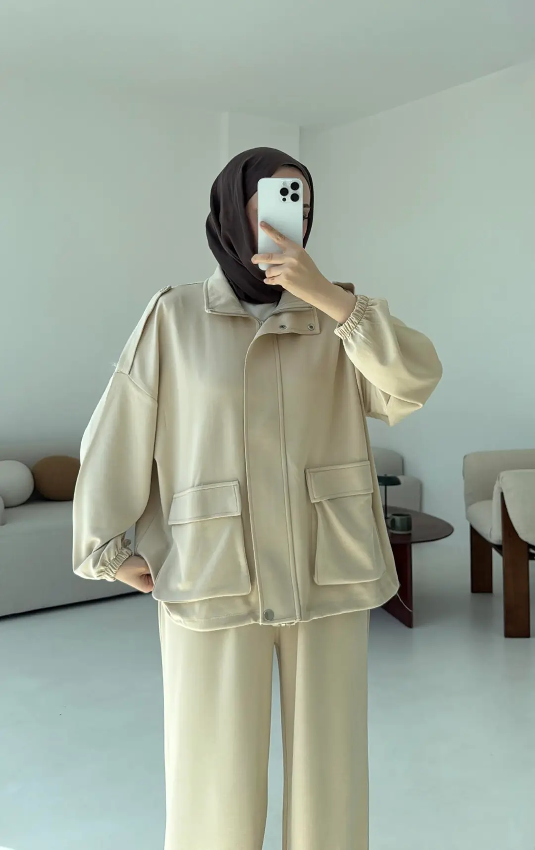 Omuz Apoletli Takım Bej - Görsel 8