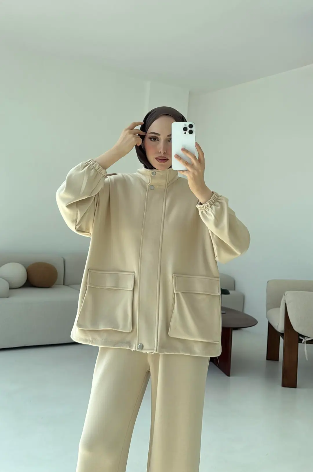 Omuz Apoletli Takım Bej - Görsel 9