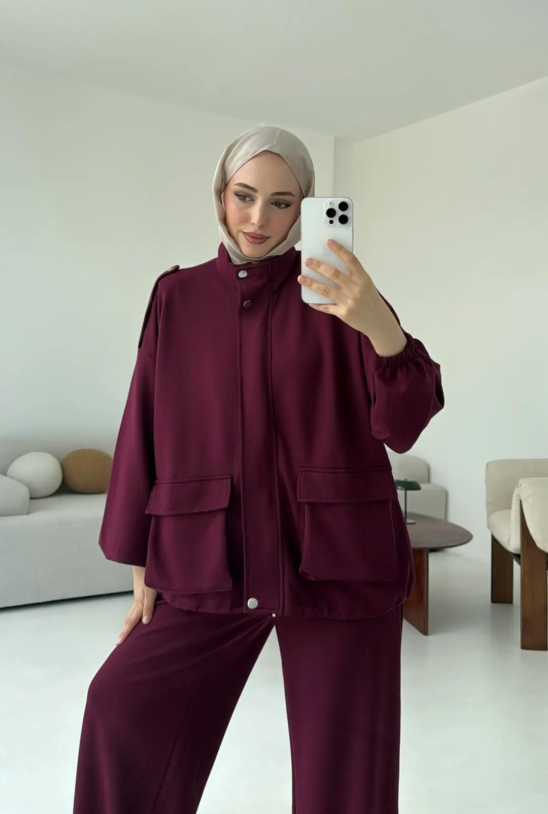 Omuz Apoletli Takım Bordo - Görsel 6