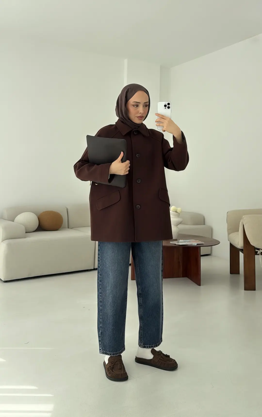 Ön Düğmeli Kaban Kahve - Görsel 2