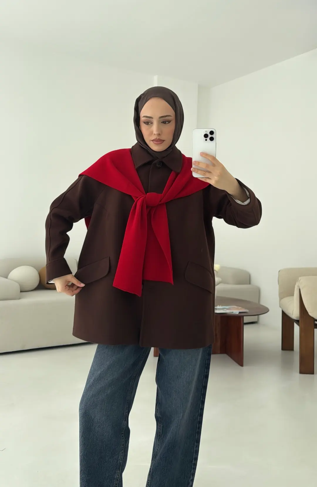 Ön Düğmeli Kaban Kahve - Görsel 4