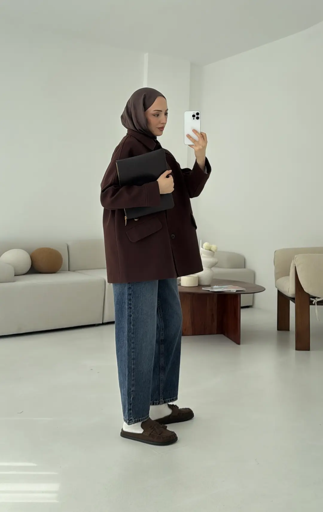 Ön Düğmeli Kaban Kahve - Görsel 5