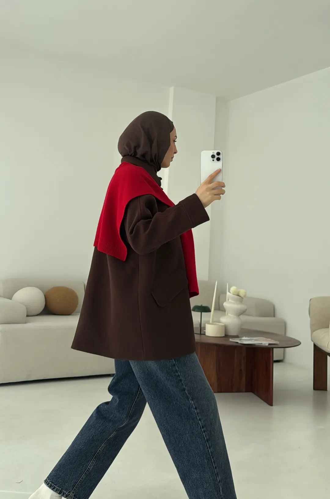 Ön Düğmeli Kaban Kahve - Görsel 6