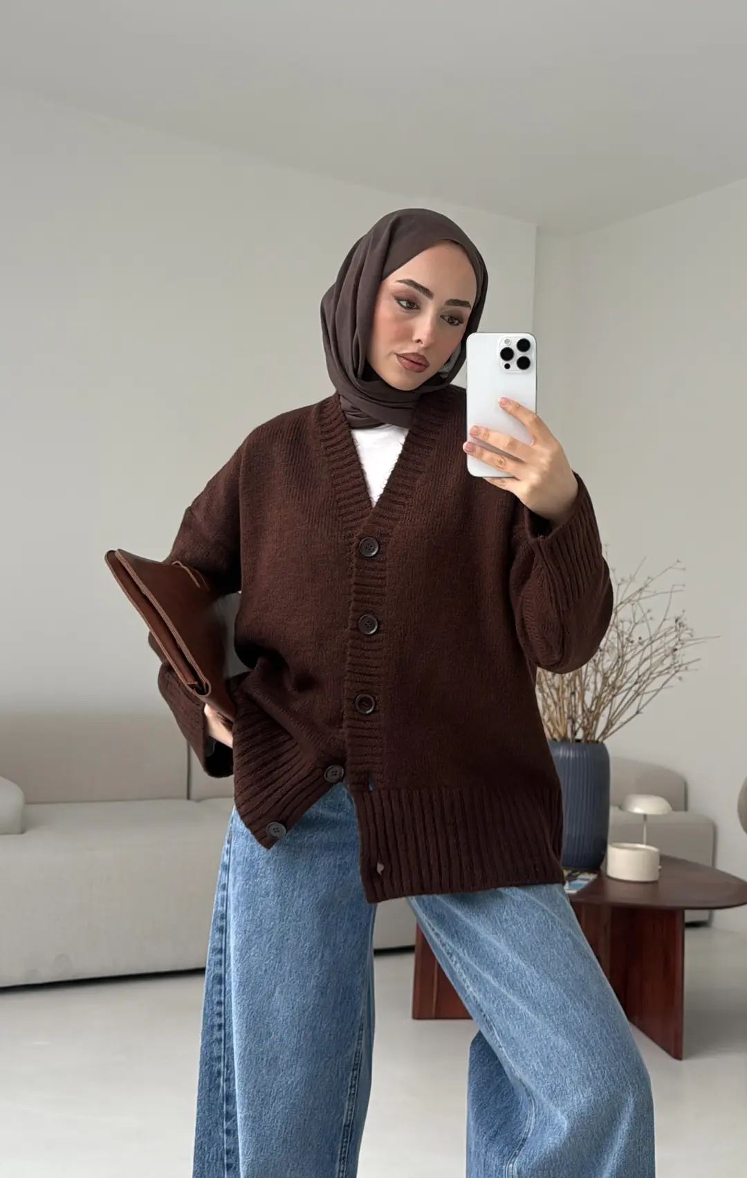 Örgü Hırka Kahve - Görsel 2