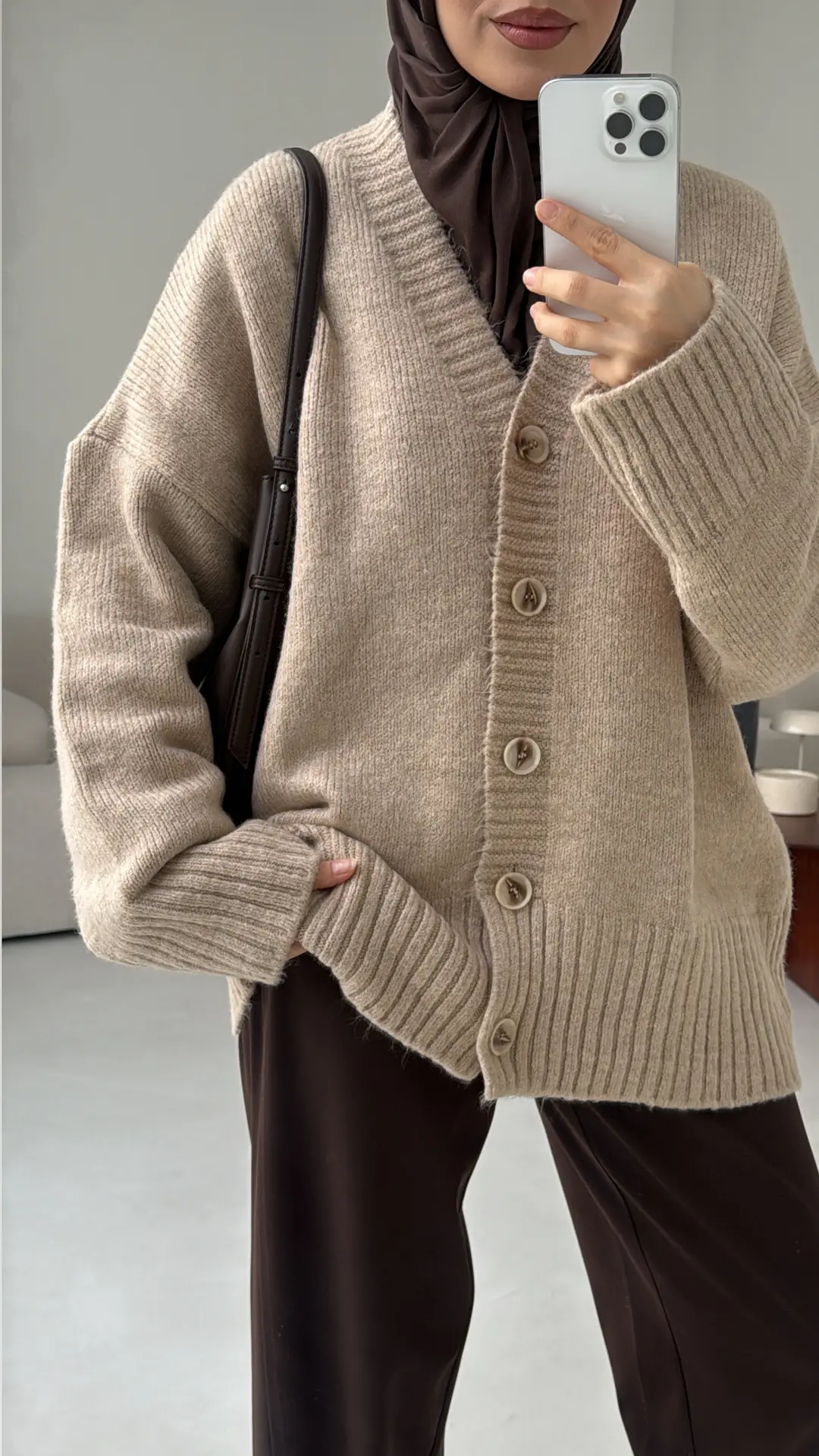 Örgü Hırka Vizon - Görsel 10