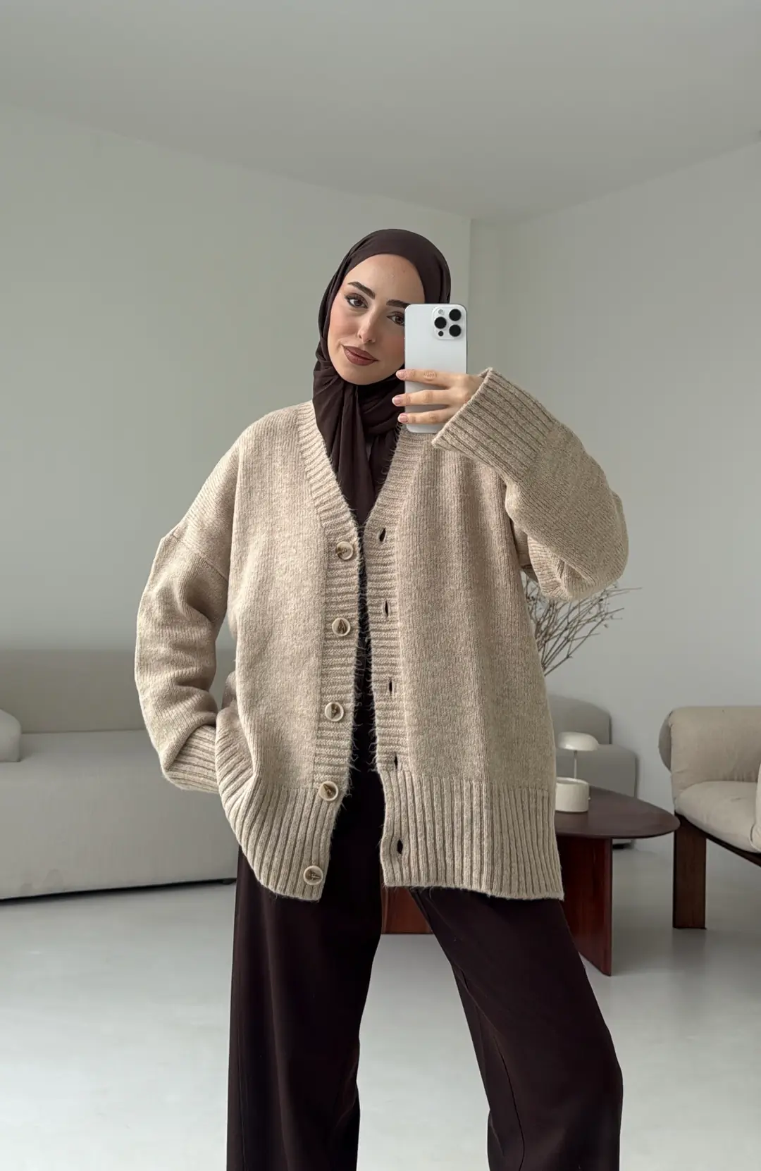 Örgü Hırka Vizon - Görsel 7