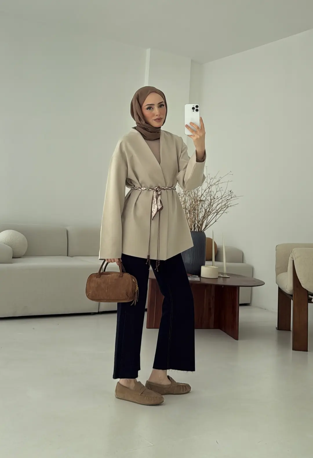 Örgü Kemer Detay Ceket Taş