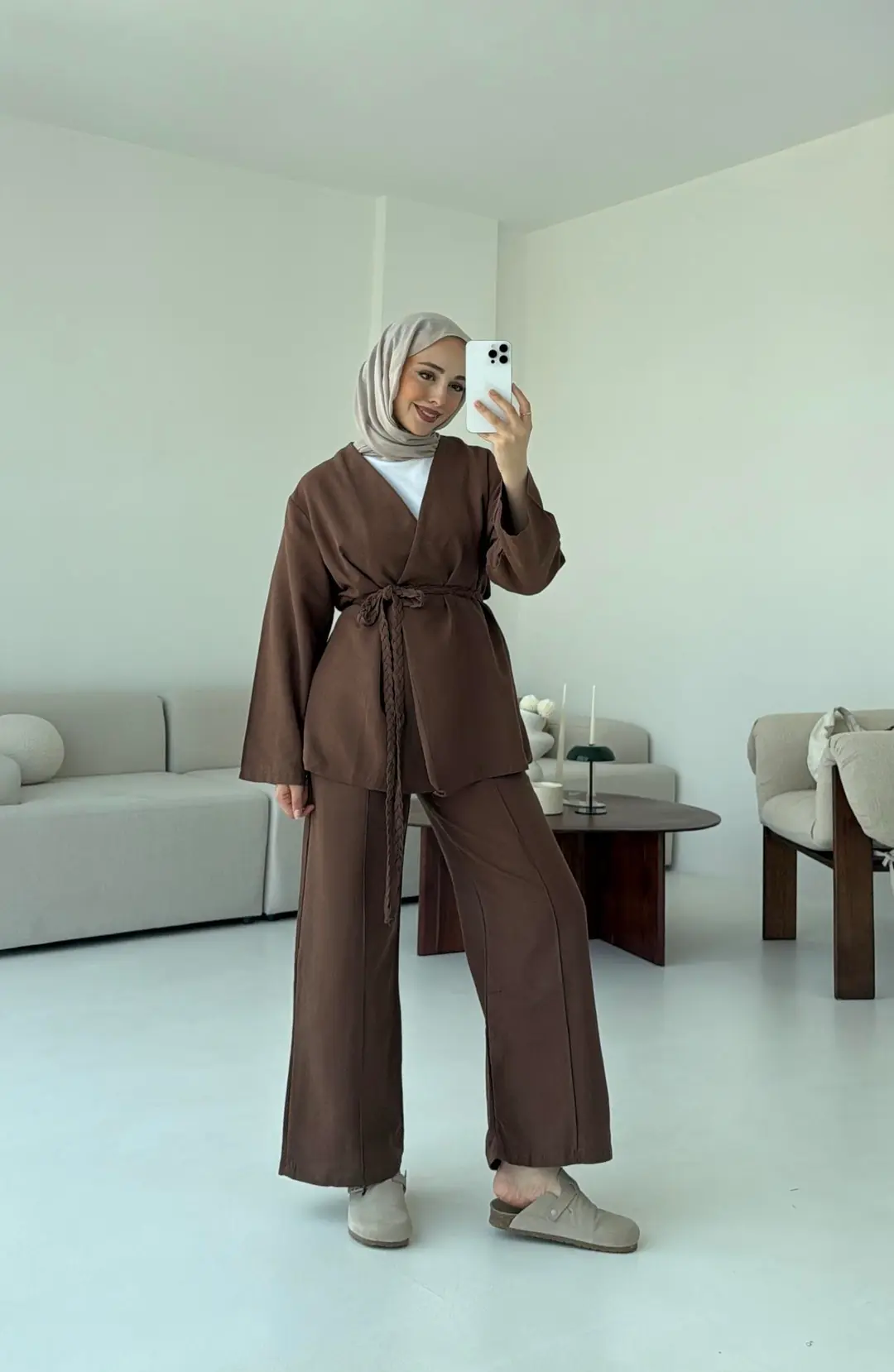 Örgü Kemer Takım Kahve - Görsel 2