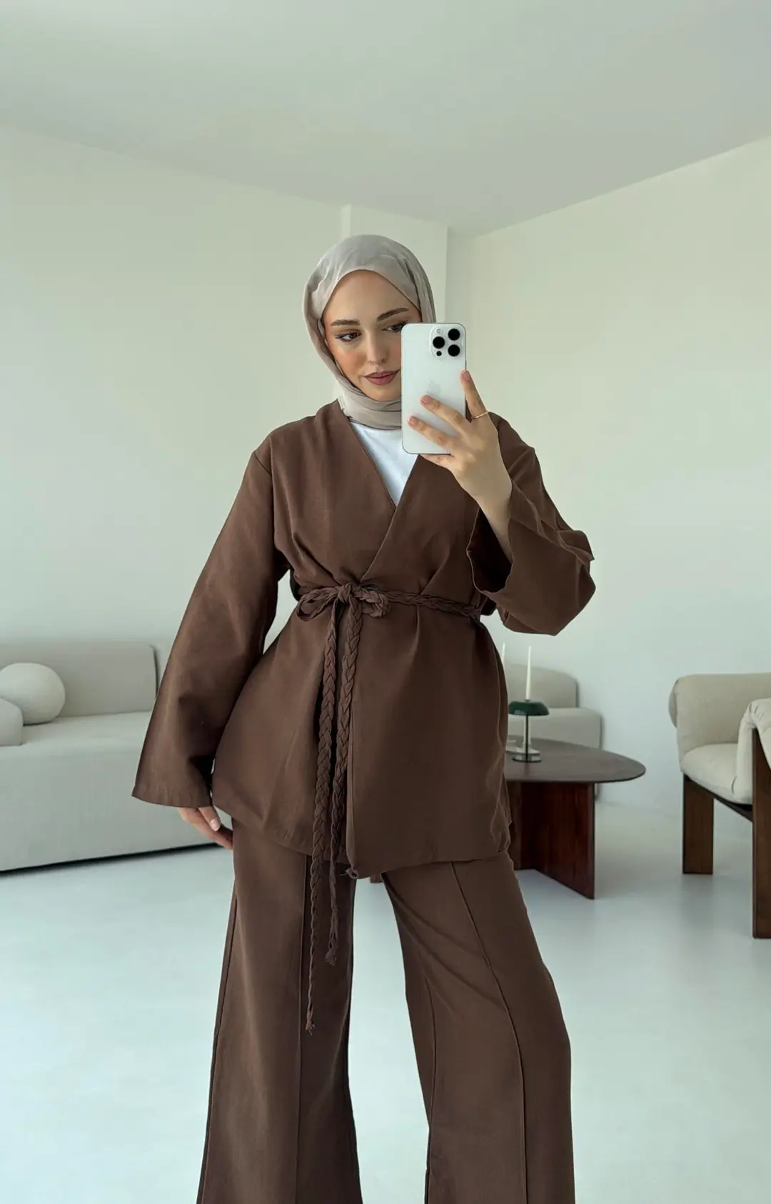 Örgü Kemer Takım Kahve - Görsel 5