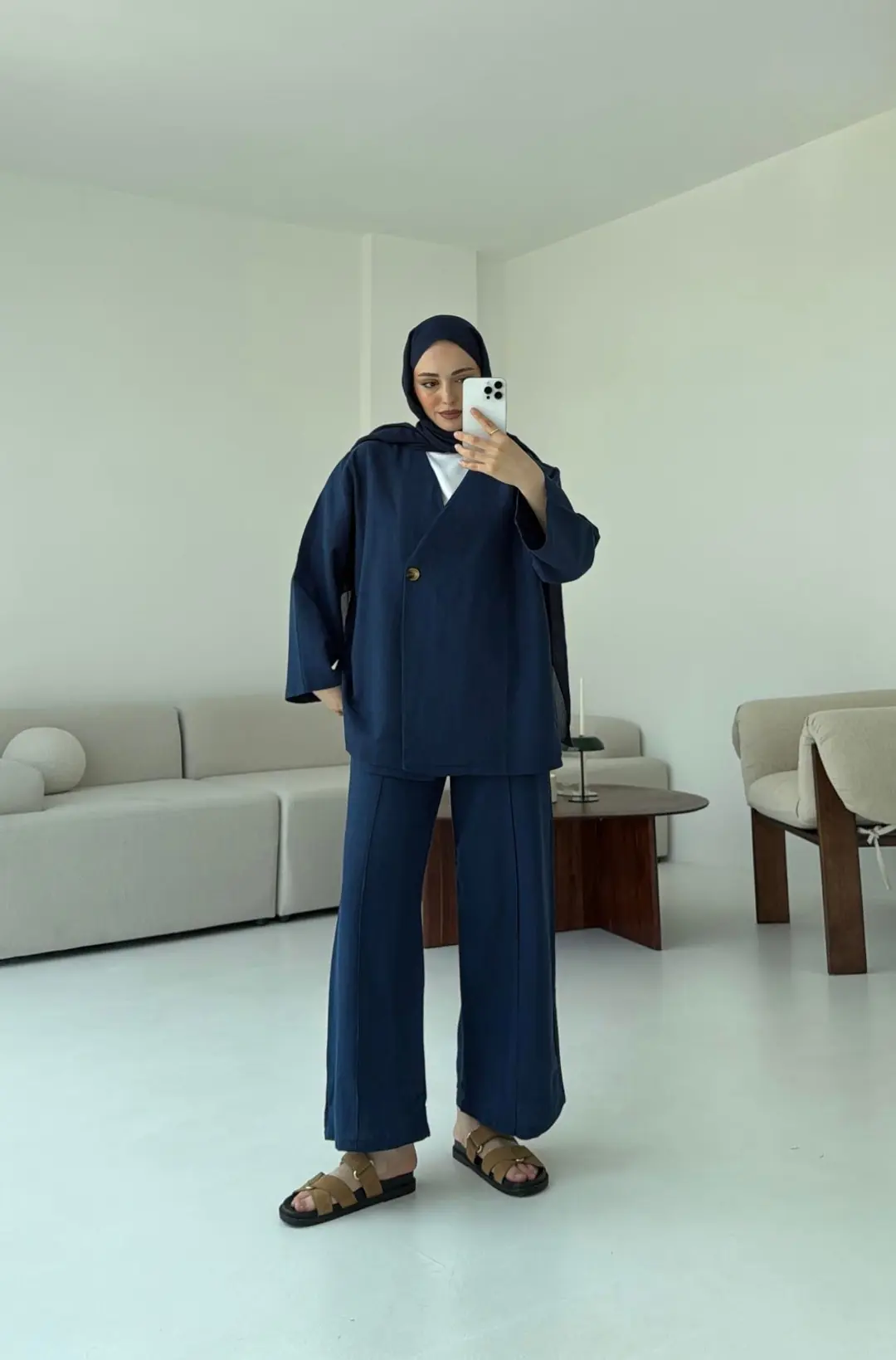 Örgü Kemer Takım Lacivert - Görsel 2