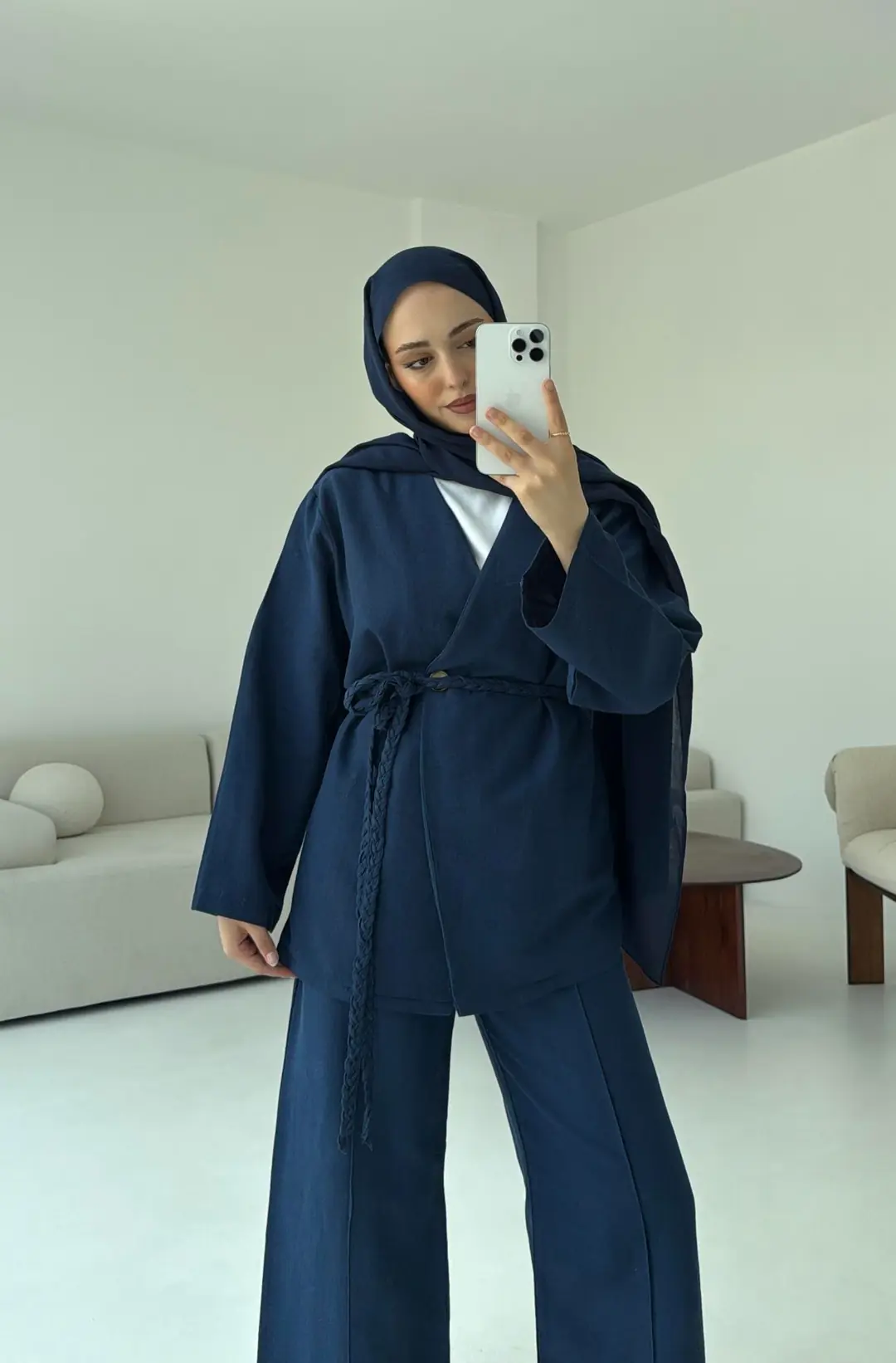 Örgü Kemer Takım Lacivert - Görsel 7