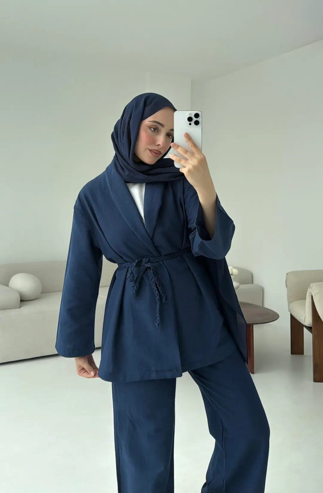 Örgü Kuşaklı Pantolon Takım Lacivert - Görsel 2