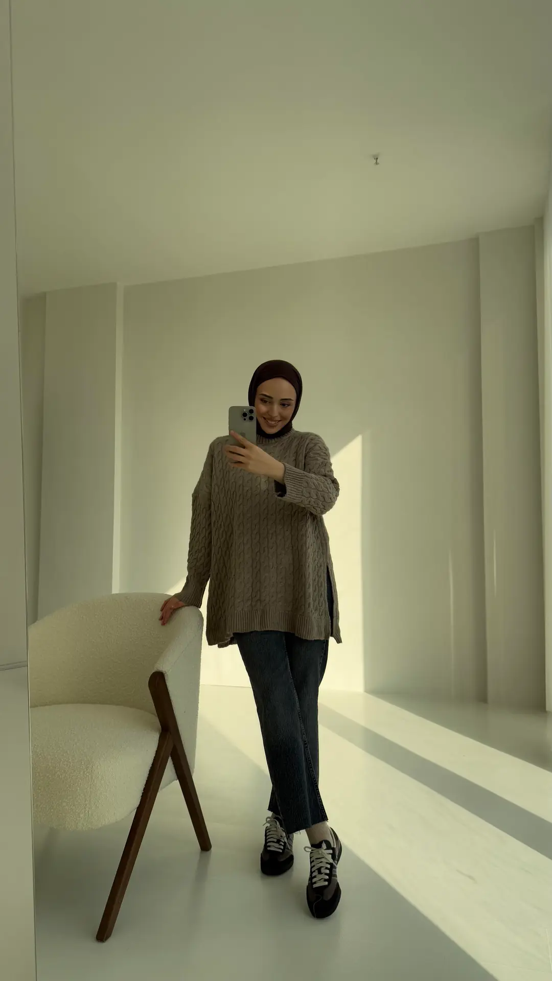 Örgü Ve Yırtmaç Detaylı Triko Kazak - Görsel 5