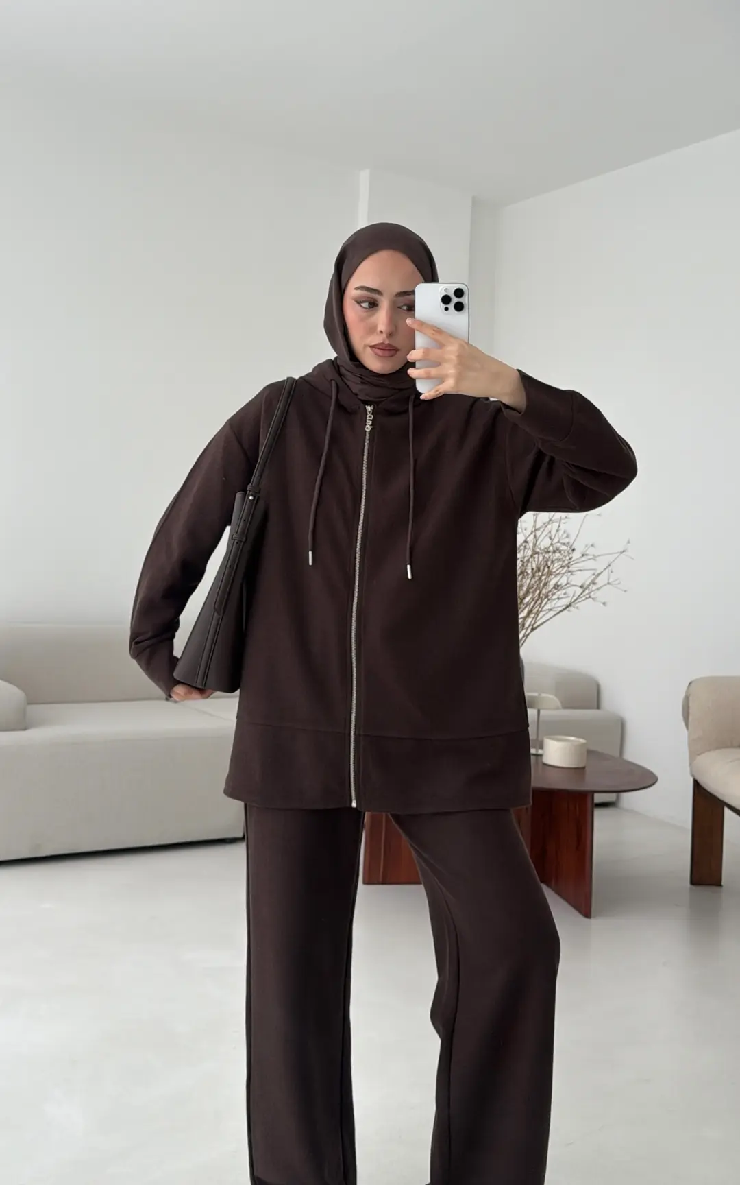 Örme Fermuarlı Takım Kahve - Görsel 5