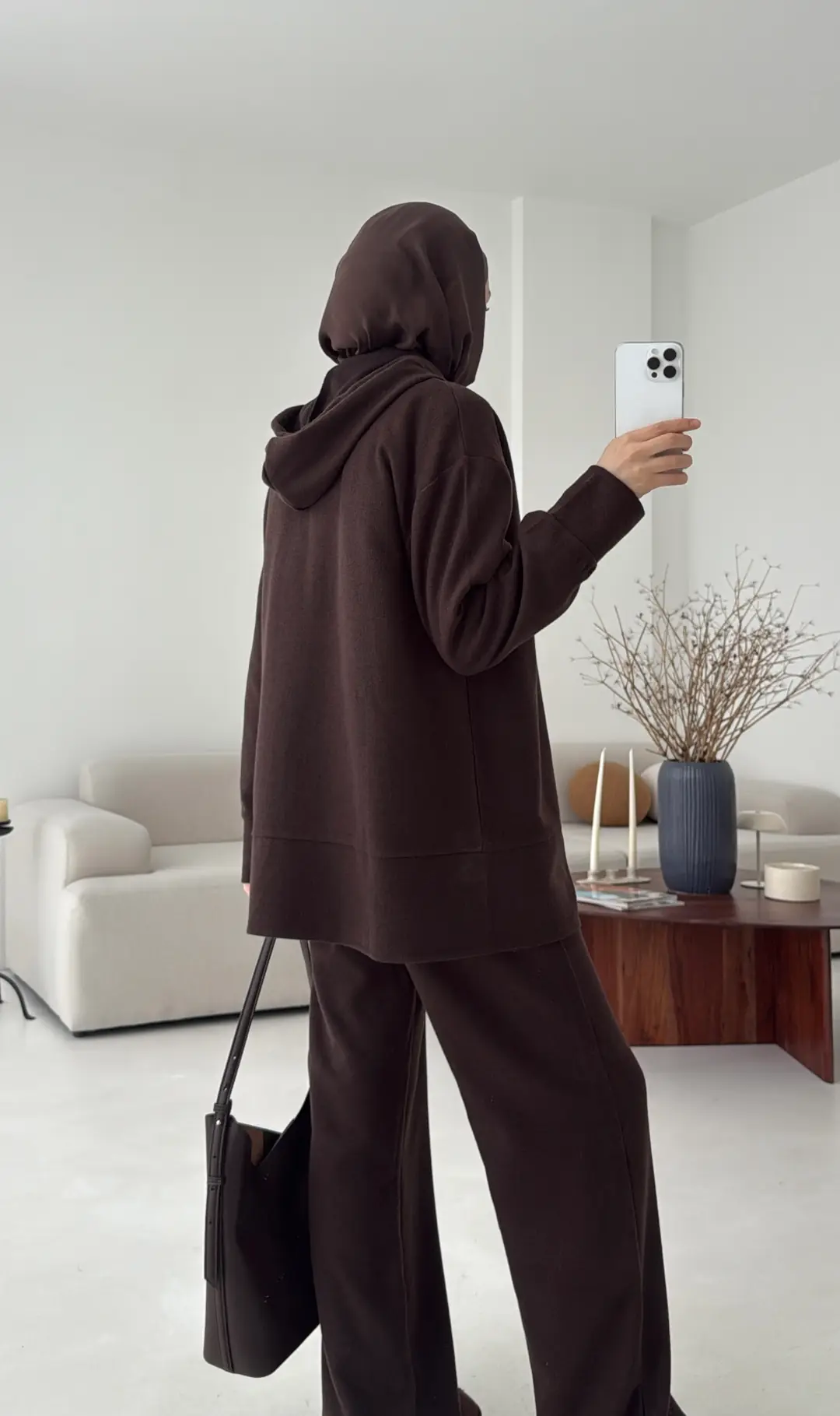 Örme Fermuarlı Takım Kahve - Görsel 6