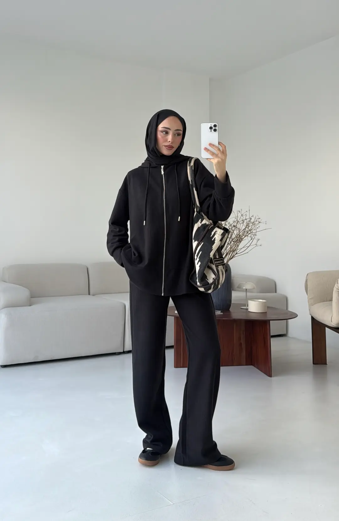 Örme Fermuarlı Takım Siyah