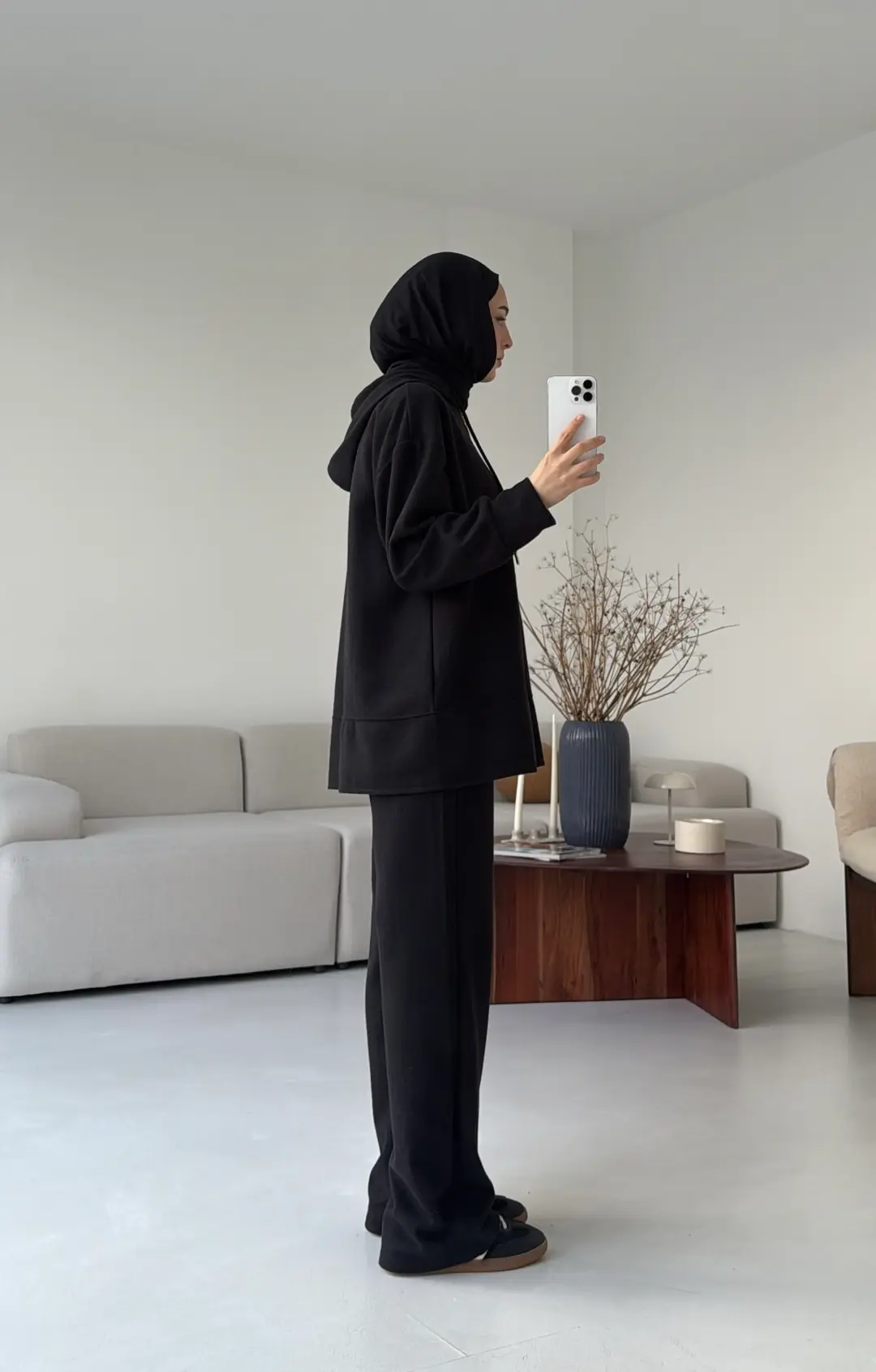 Örme Fermuarlı Takım Siyah - Görsel 8