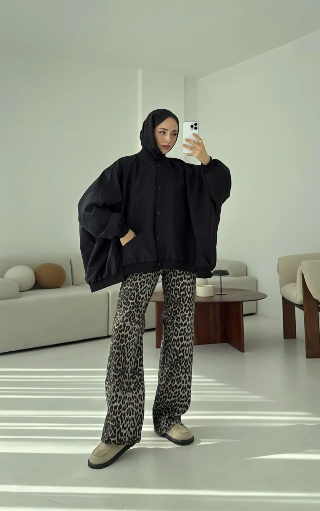 Overize Asimetrik Kesim Bomber Ceket Siyah - Görsel 9